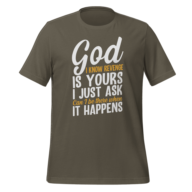 Brown t-shirt with humorous text design on a green background