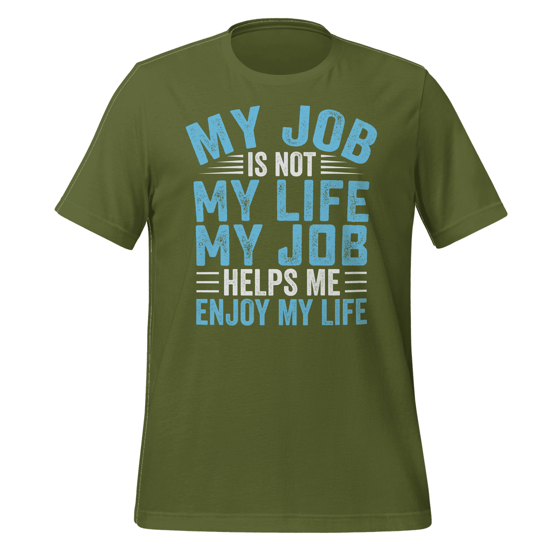 Green t-shirt with motivational quote in blue and white text on a green background