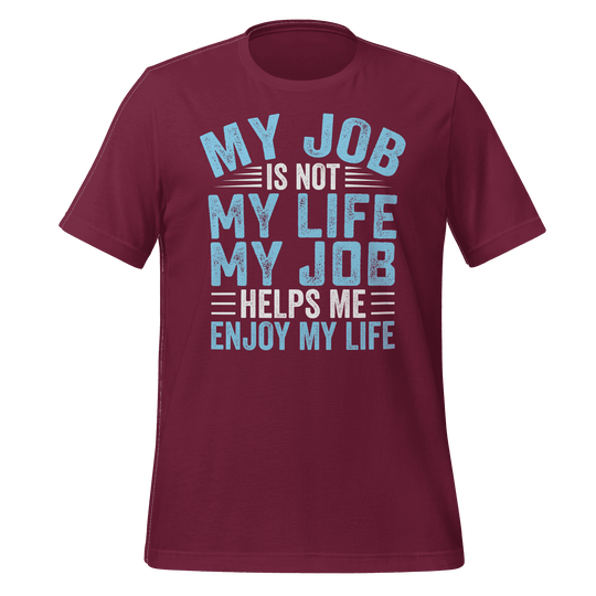 Maroon t-shirt with motivational quote in blue and white text on a green background
