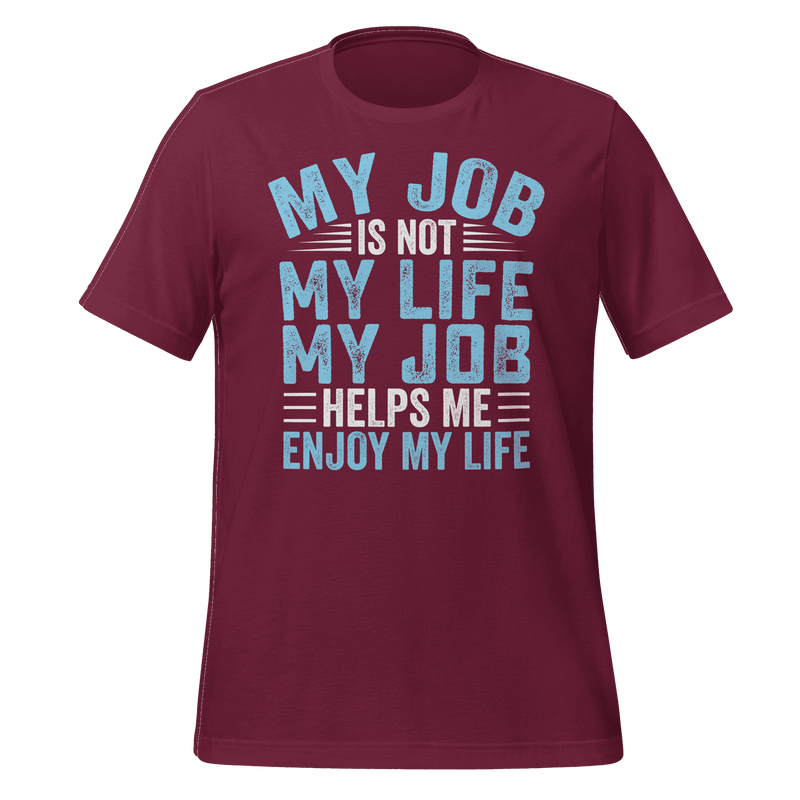 Maroon t-shirt with motivational quote in blue and white text on a green background