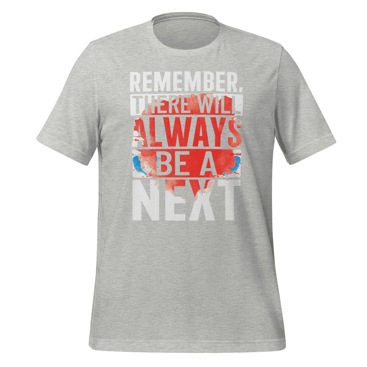 Gray t-shirt with motivational quote on a green background