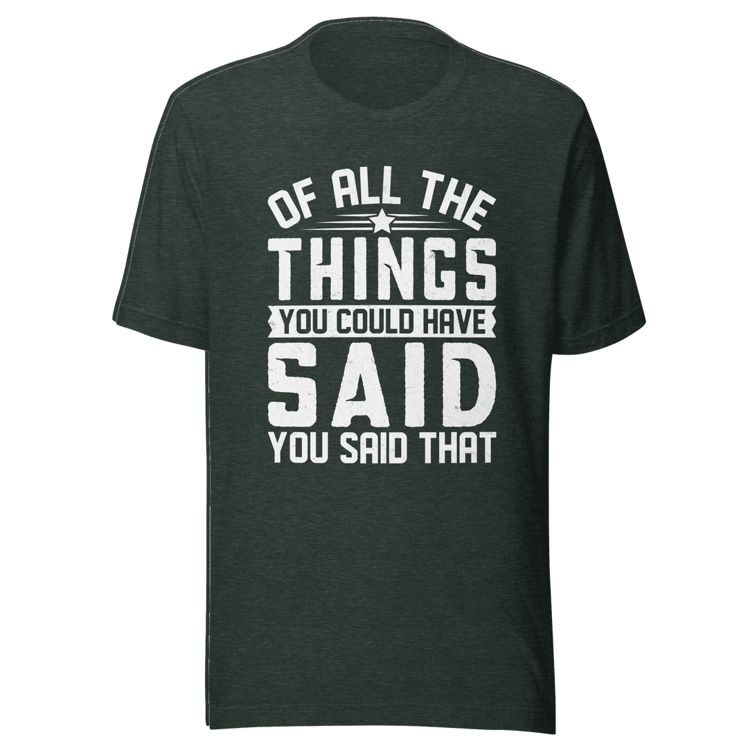 Black t-shirt with white text on a transparent background