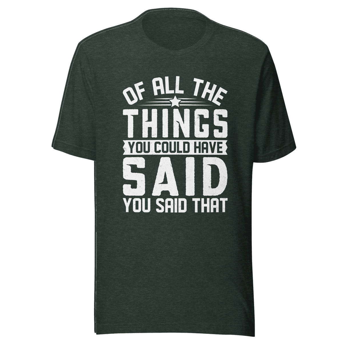 Black t-shirt with white text on a transparent background