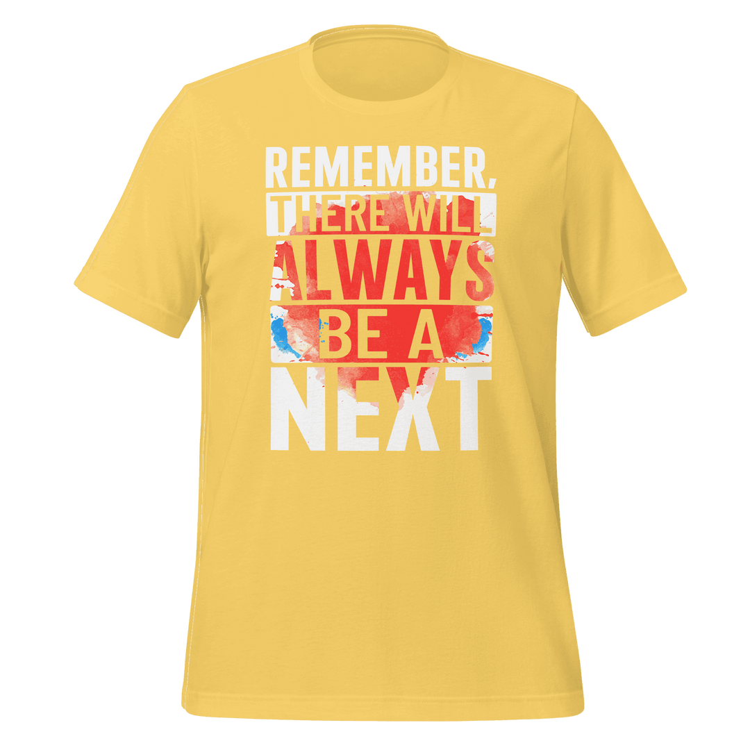 Yellow t-shirt with motivational quote on a green background