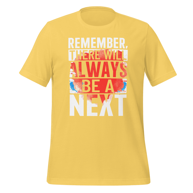Yellow t-shirt with motivational quote on a green background