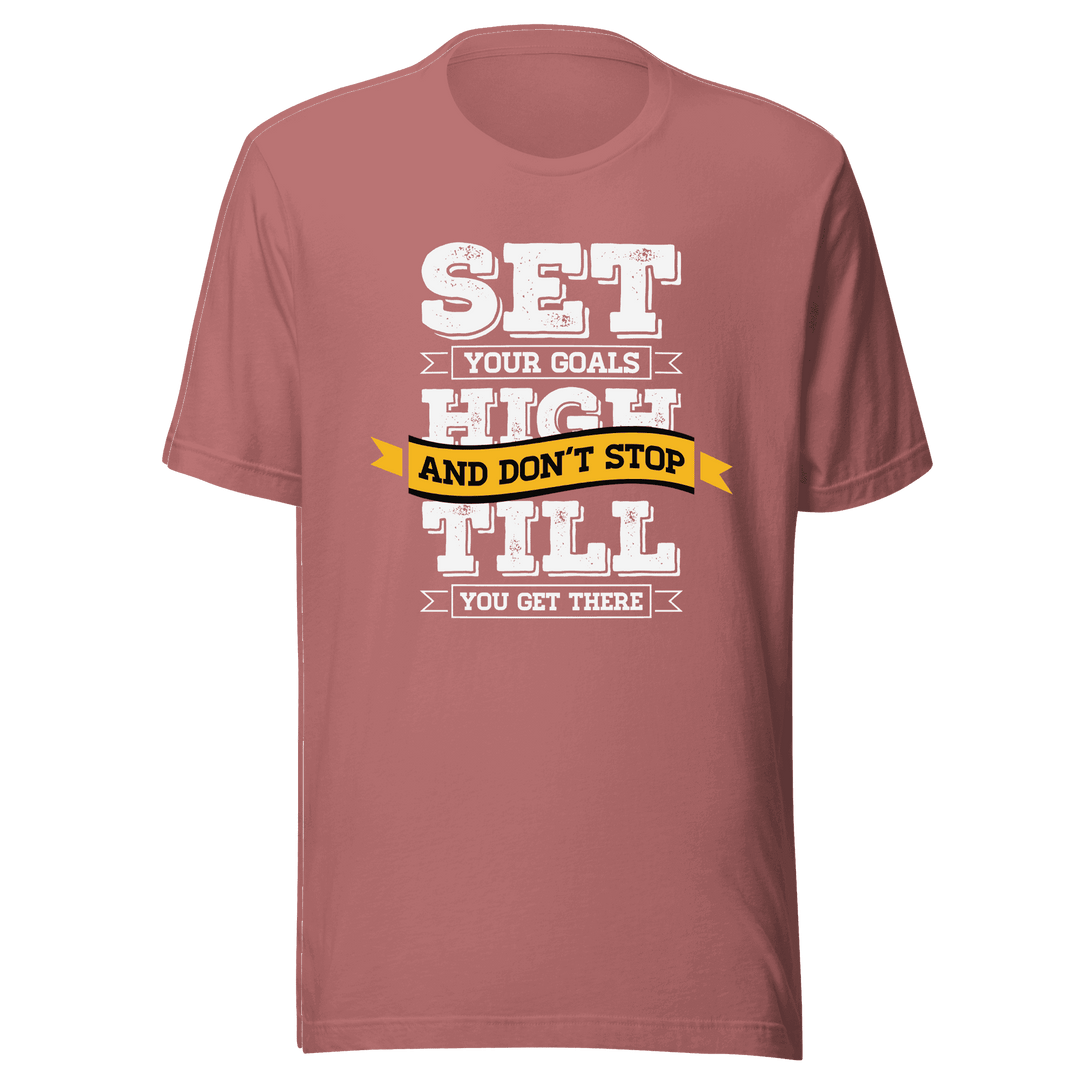 Maroon t-shirt with motivational quote on a green background