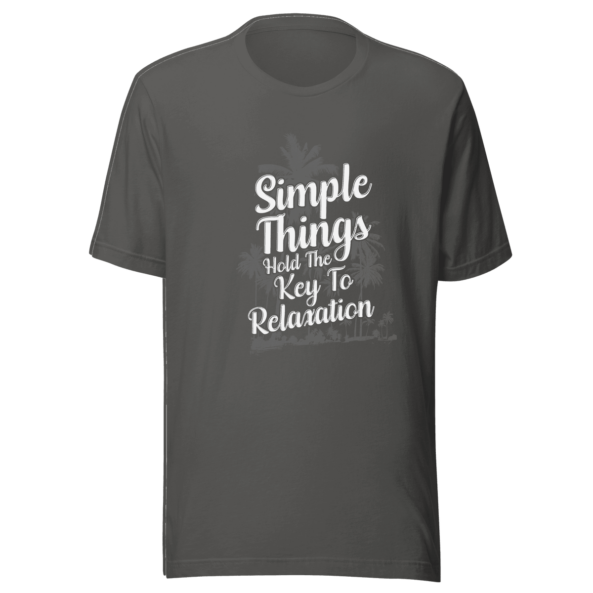 Gray t-shirt with white text on a transparent background