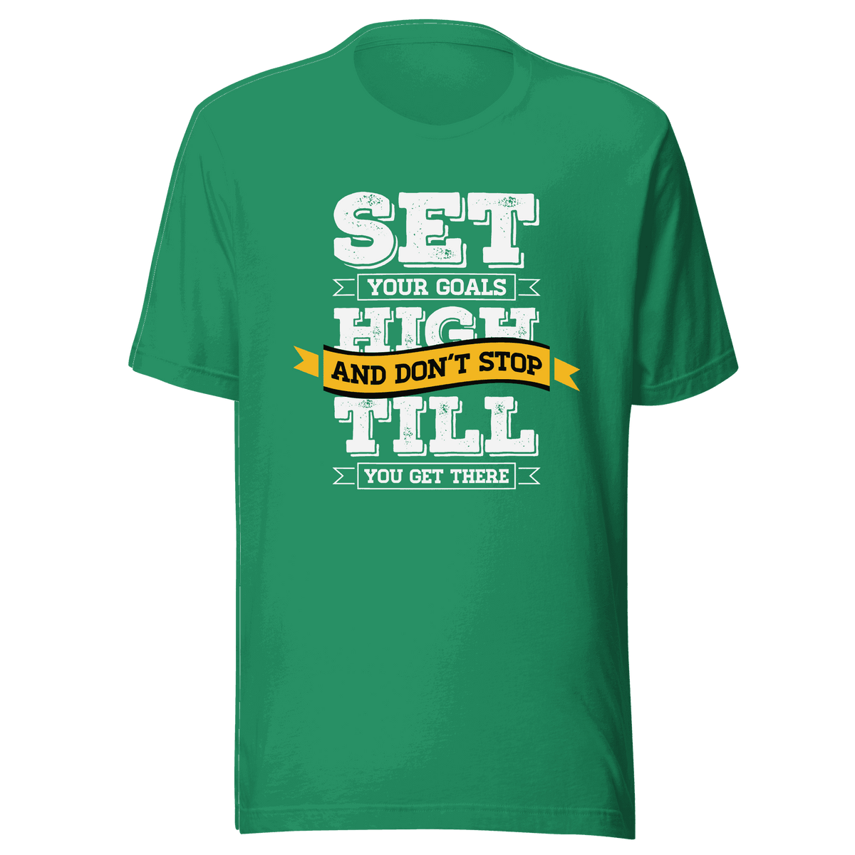 Green t-shirt with motivational quote on a green background