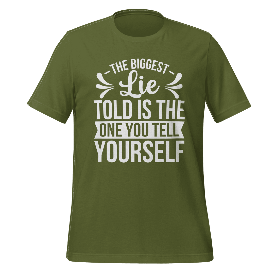Green t-shirt with motivational quote on a green background