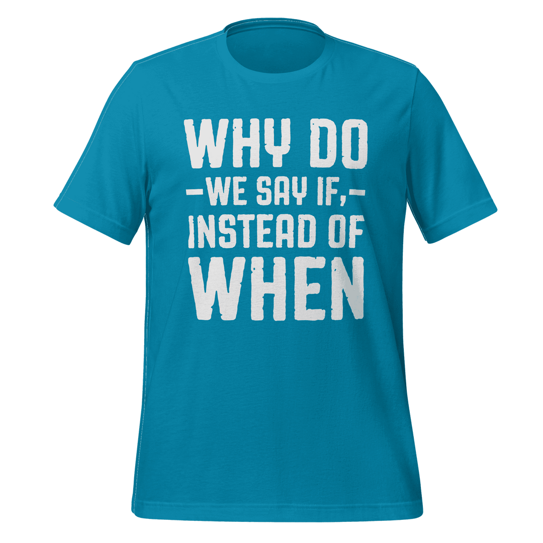 Blue t-shirt with white text on a transparent background