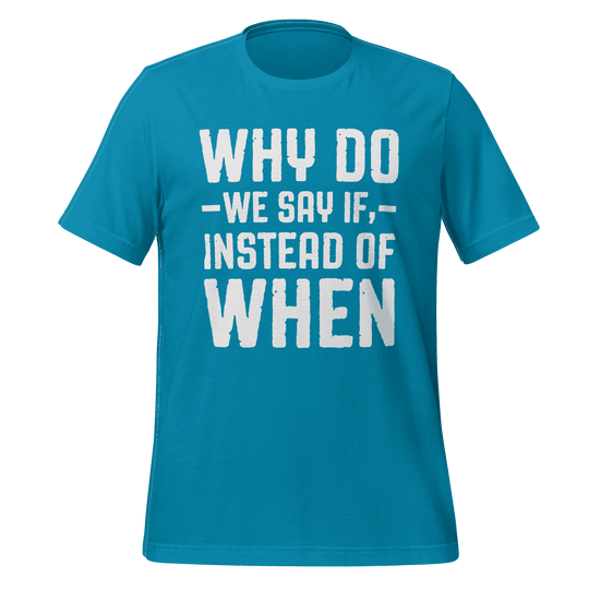 Blue t-shirt with white text on a transparent background
